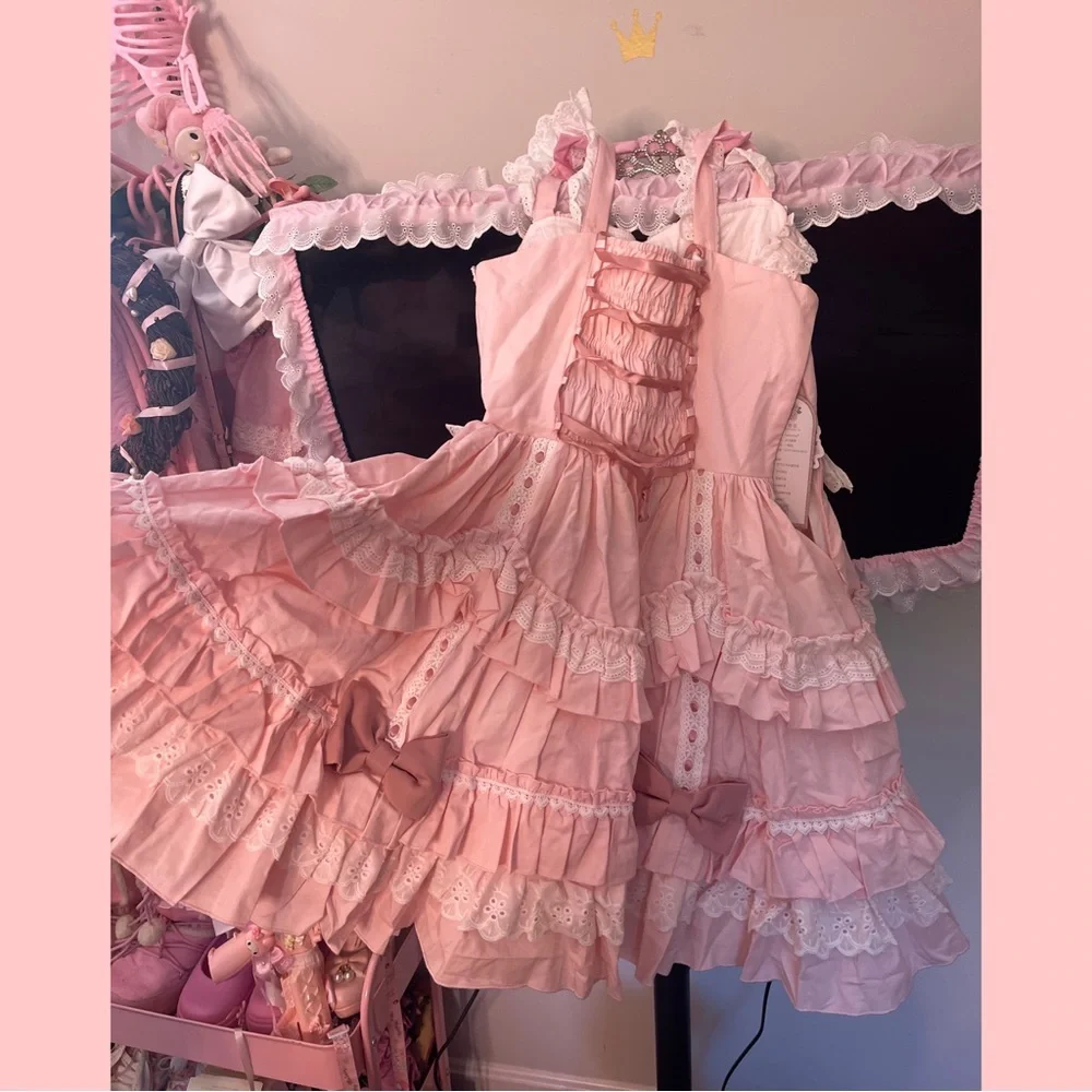 lolita sweet pink ribbon dress - Picture 4 of 4
